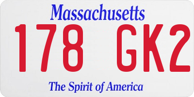 MA license plate 178GK2
