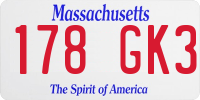 MA license plate 178GK3