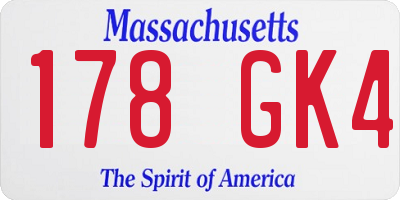 MA license plate 178GK4
