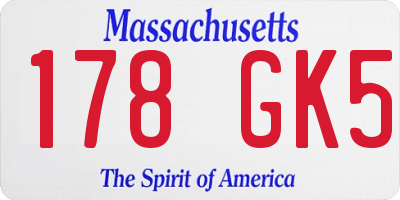 MA license plate 178GK5