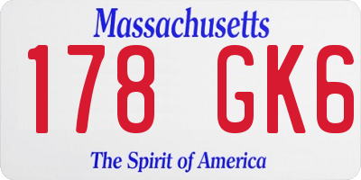 MA license plate 178GK6
