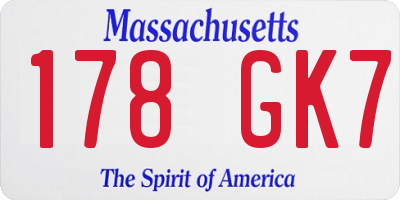 MA license plate 178GK7
