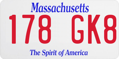 MA license plate 178GK8
