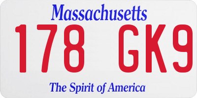 MA license plate 178GK9