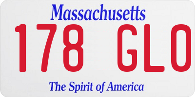 MA license plate 178GL0