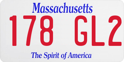MA license plate 178GL2