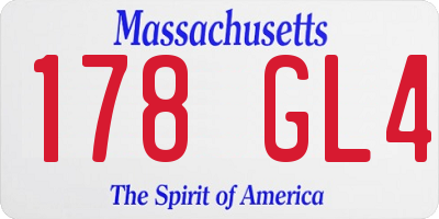 MA license plate 178GL4