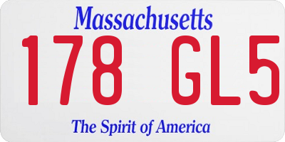 MA license plate 178GL5