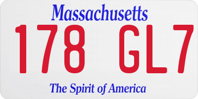 MA license plate 178GL7