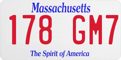MA license plate 178GM7