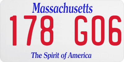 MA license plate 178GO6