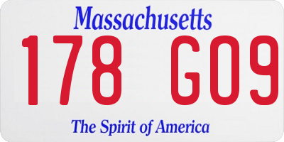 MA license plate 178GO9