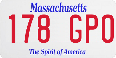 MA license plate 178GP0