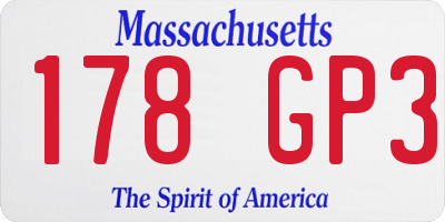 MA license plate 178GP3