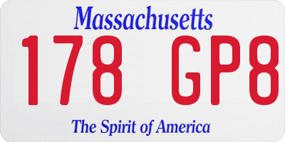 MA license plate 178GP8