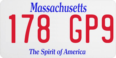 MA license plate 178GP9