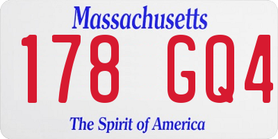 MA license plate 178GQ4