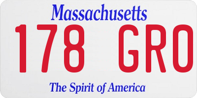 MA license plate 178GR0