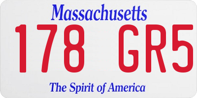 MA license plate 178GR5