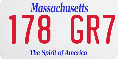 MA license plate 178GR7