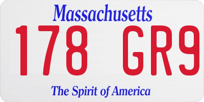 MA license plate 178GR9
