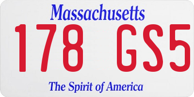 MA license plate 178GS5
