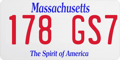 MA license plate 178GS7