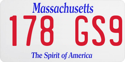 MA license plate 178GS9