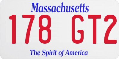 MA license plate 178GT2