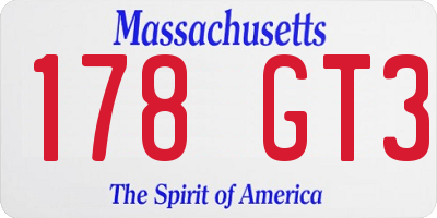 MA license plate 178GT3