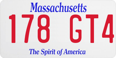 MA license plate 178GT4