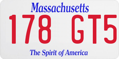 MA license plate 178GT5