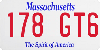 MA license plate 178GT6
