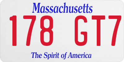MA license plate 178GT7