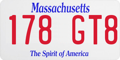 MA license plate 178GT8