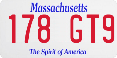 MA license plate 178GT9