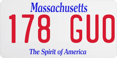MA license plate 178GU0