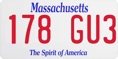 MA license plate 178GU3