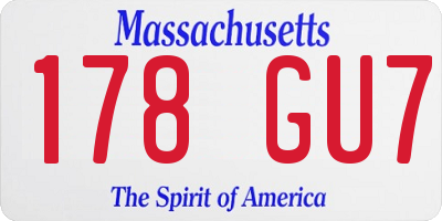 MA license plate 178GU7