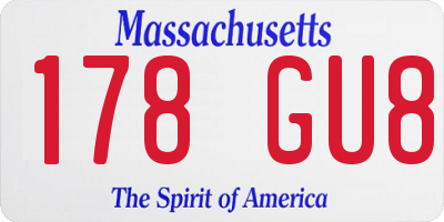 MA license plate 178GU8