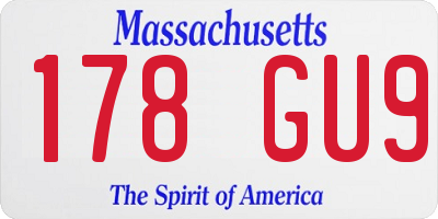 MA license plate 178GU9