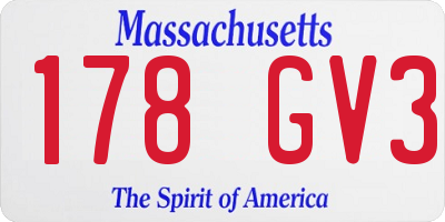 MA license plate 178GV3