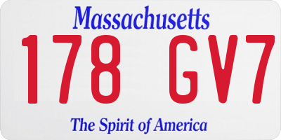 MA license plate 178GV7