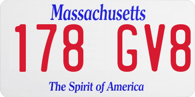MA license plate 178GV8
