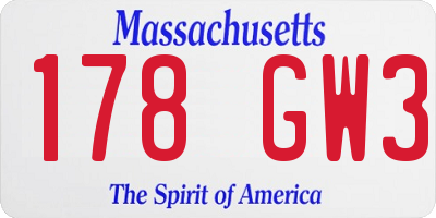 MA license plate 178GW3