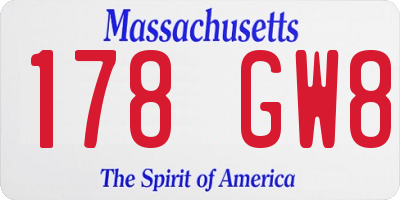MA license plate 178GW8