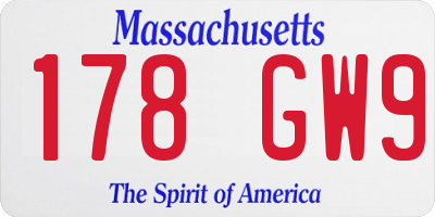 MA license plate 178GW9