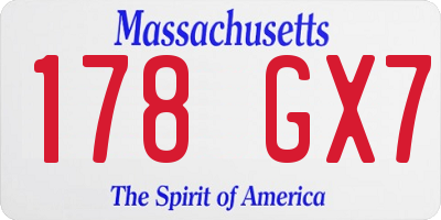 MA license plate 178GX7