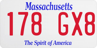 MA license plate 178GX8