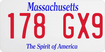 MA license plate 178GX9